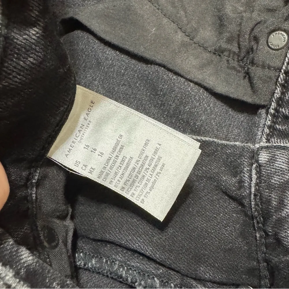 American Eagle  Distressed Black Denim Mom Shorts - Image 7