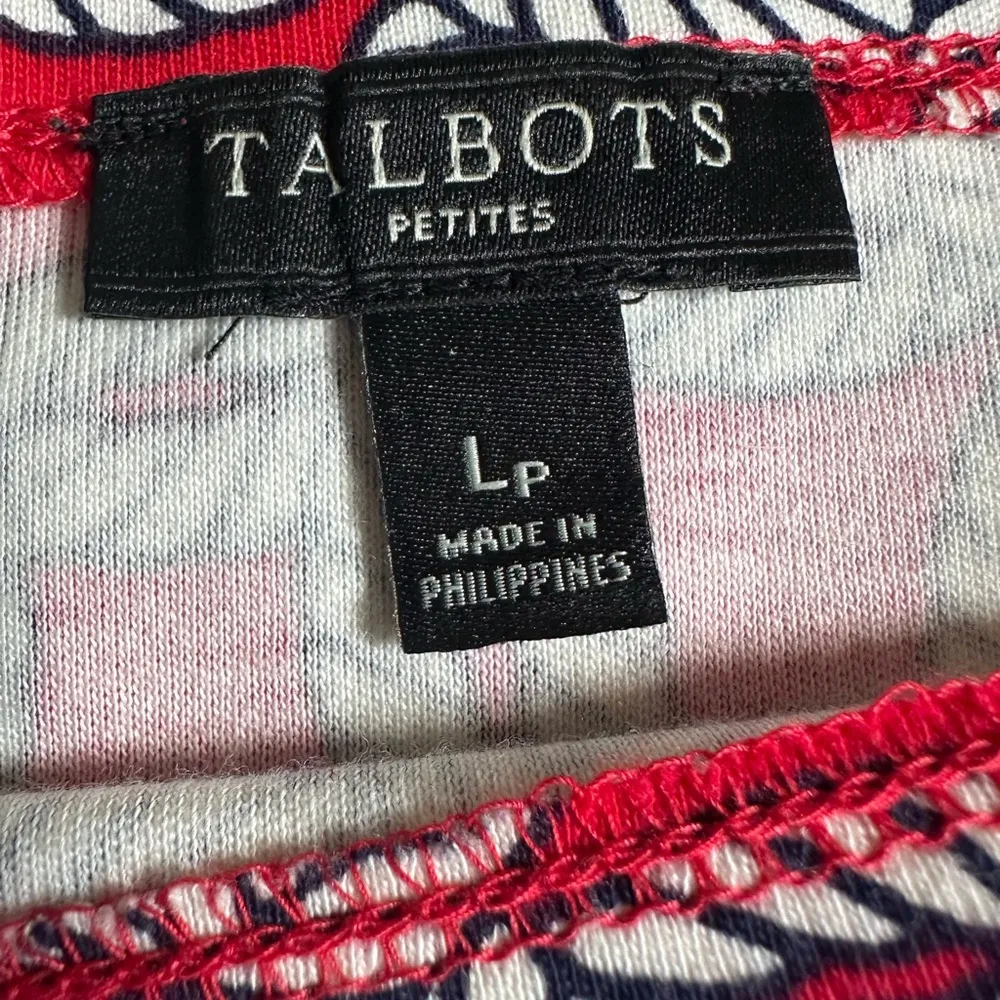 Talbots Womens Top Size MP Red Nautical Rope Print Boat Neck Stretch Petite - Image 6