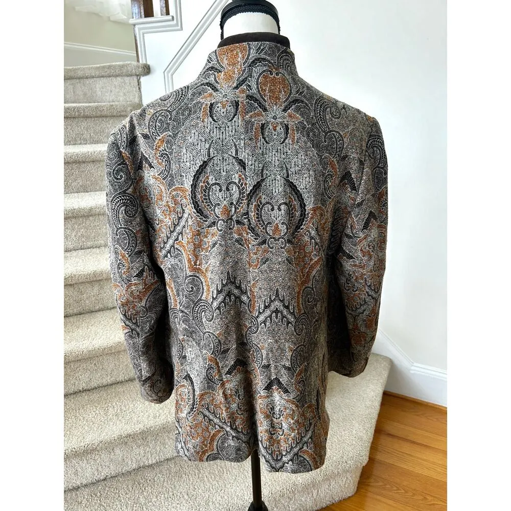 Windsor. Grey & Brown Paisley Silk & Wool Blend Blazer - Image 2