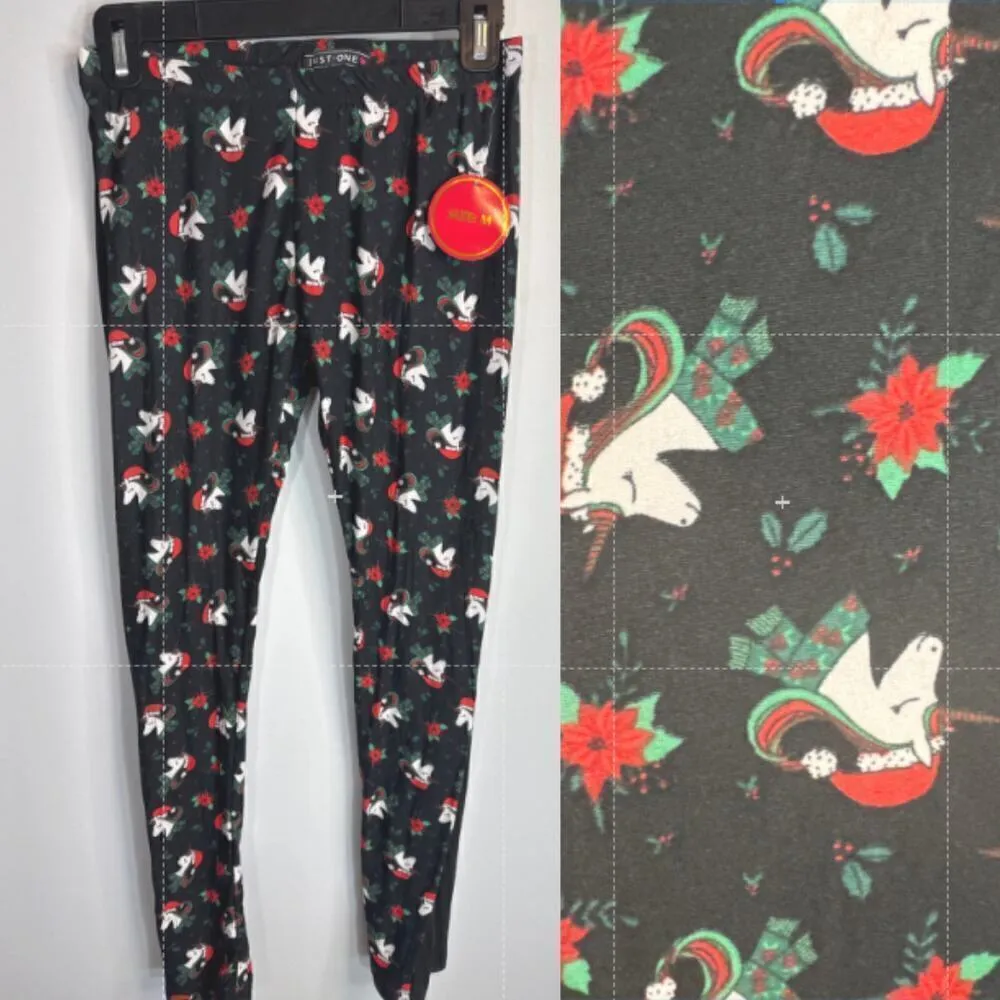Just‎ One Christmas Holiday Theme Plaid Leggings 2 Pcs Women's Medium NWT Black - Image 2