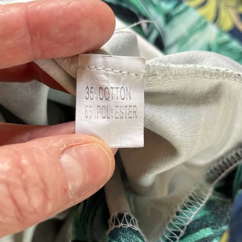 Odosalii Romper tropical pattern green white palm fronds Size M Great for beach Size M - Image 7