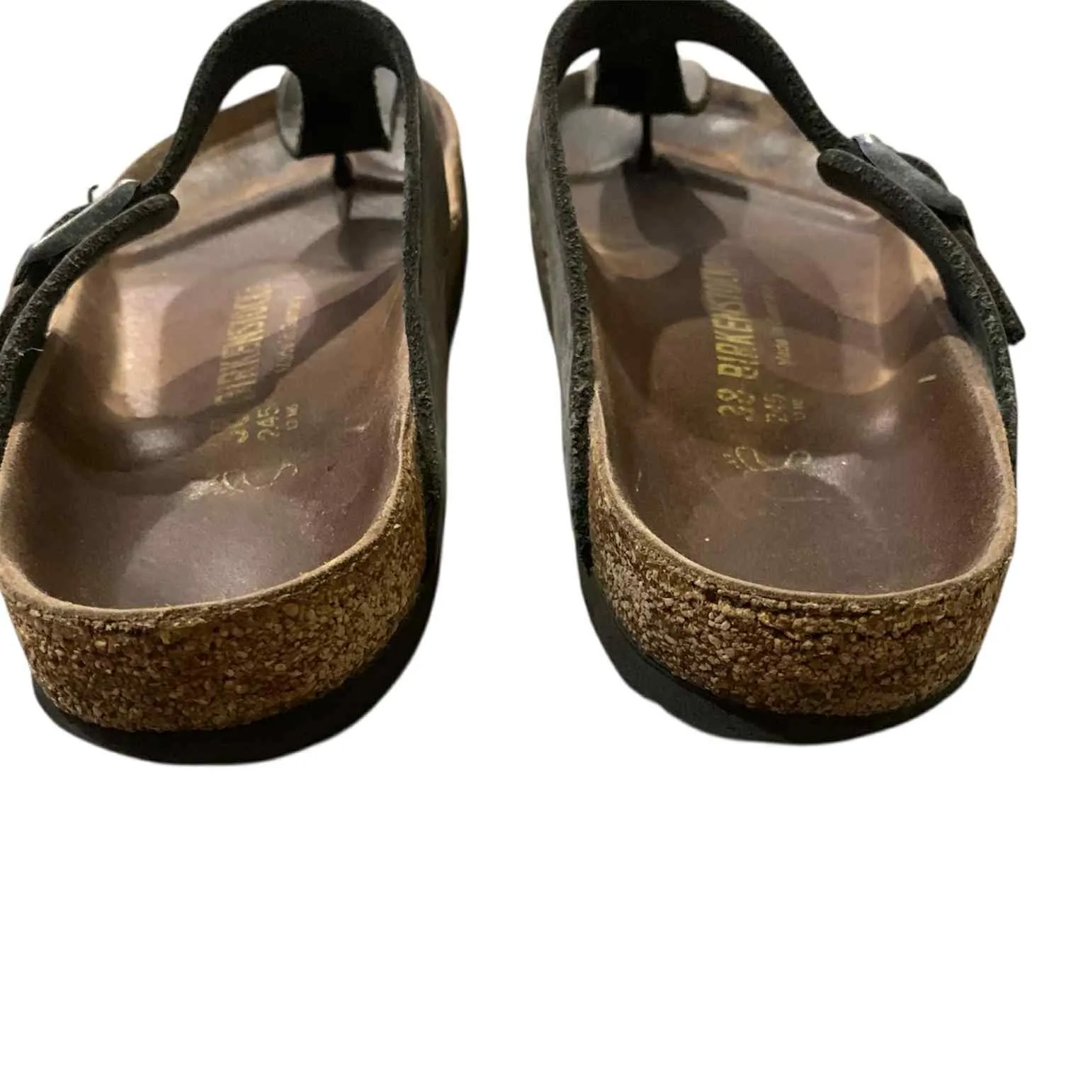 ​BIRKENSTOCK Gizeh Thong Sandals Women's EU 38 US 7/7.5 Black Oiled Leather Cork - Image 7