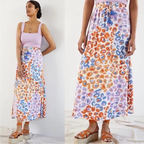 Farm Rio x Anthropologie Vibrance Leopard Animal Print Maxi Skirt Size XS - Image 2