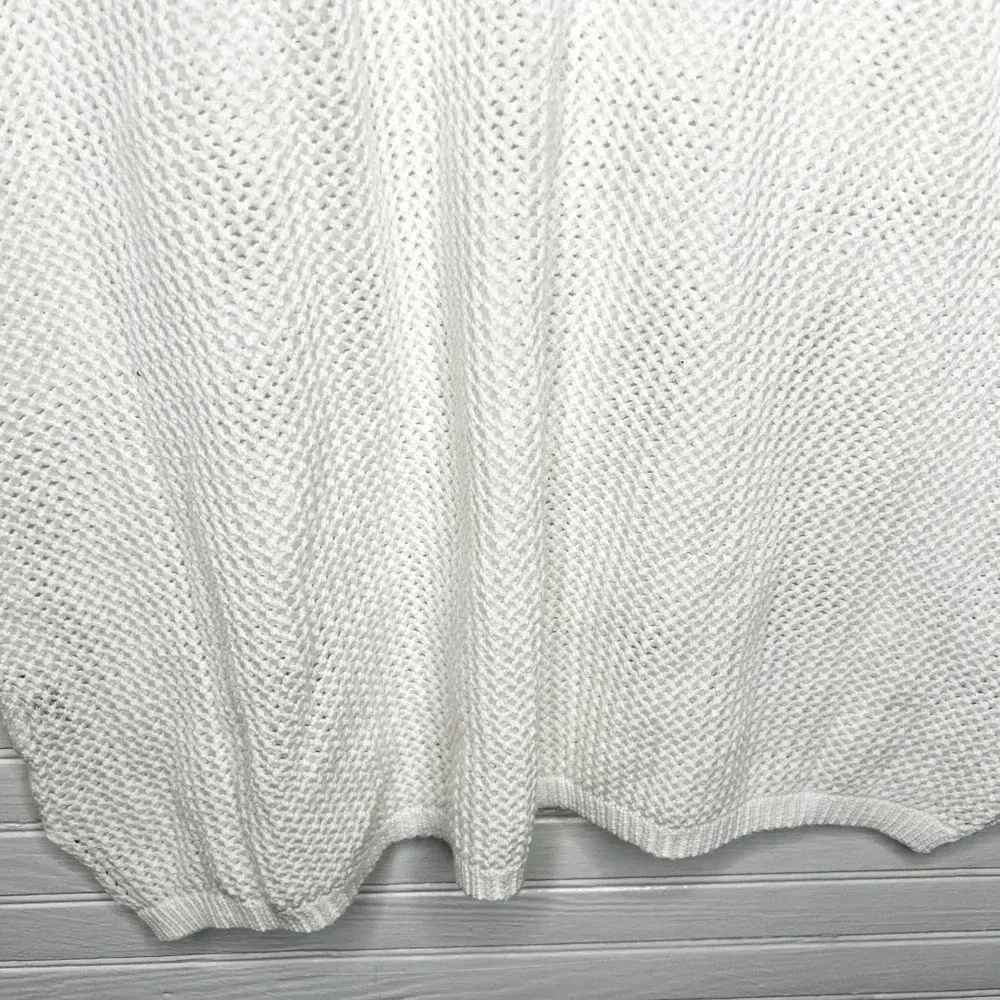 Joan Vass White Open-Knit V-Neck Pullover Oversized Sweater Size 1 8/10 - Image 8