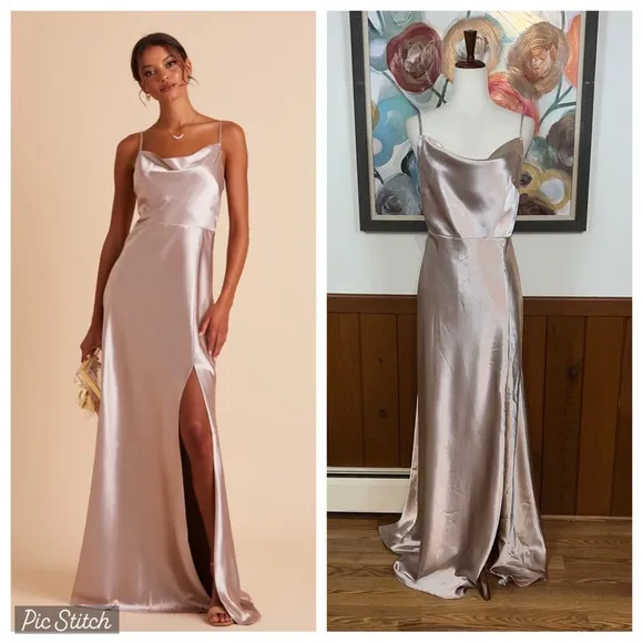 Stunning Birdy Grey Lisa Shiny Taupe Satin Gown! - Image 2