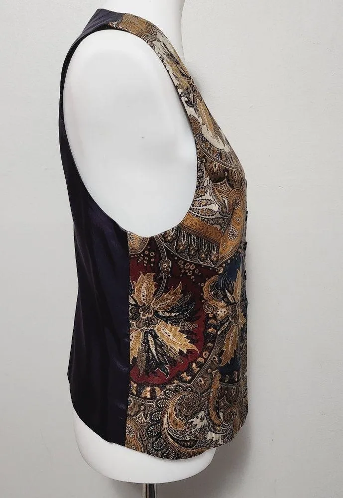 Vintage JH Collectibles paisley tapestry waistcoat vest size 6 - Image 3