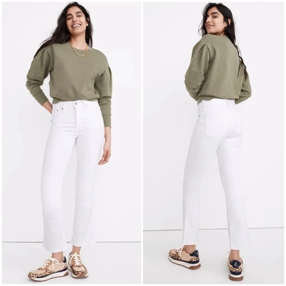 NWT Madewell Cali Demi-Boot Jeans in Pure White AJ195 Size 26 - Image 2