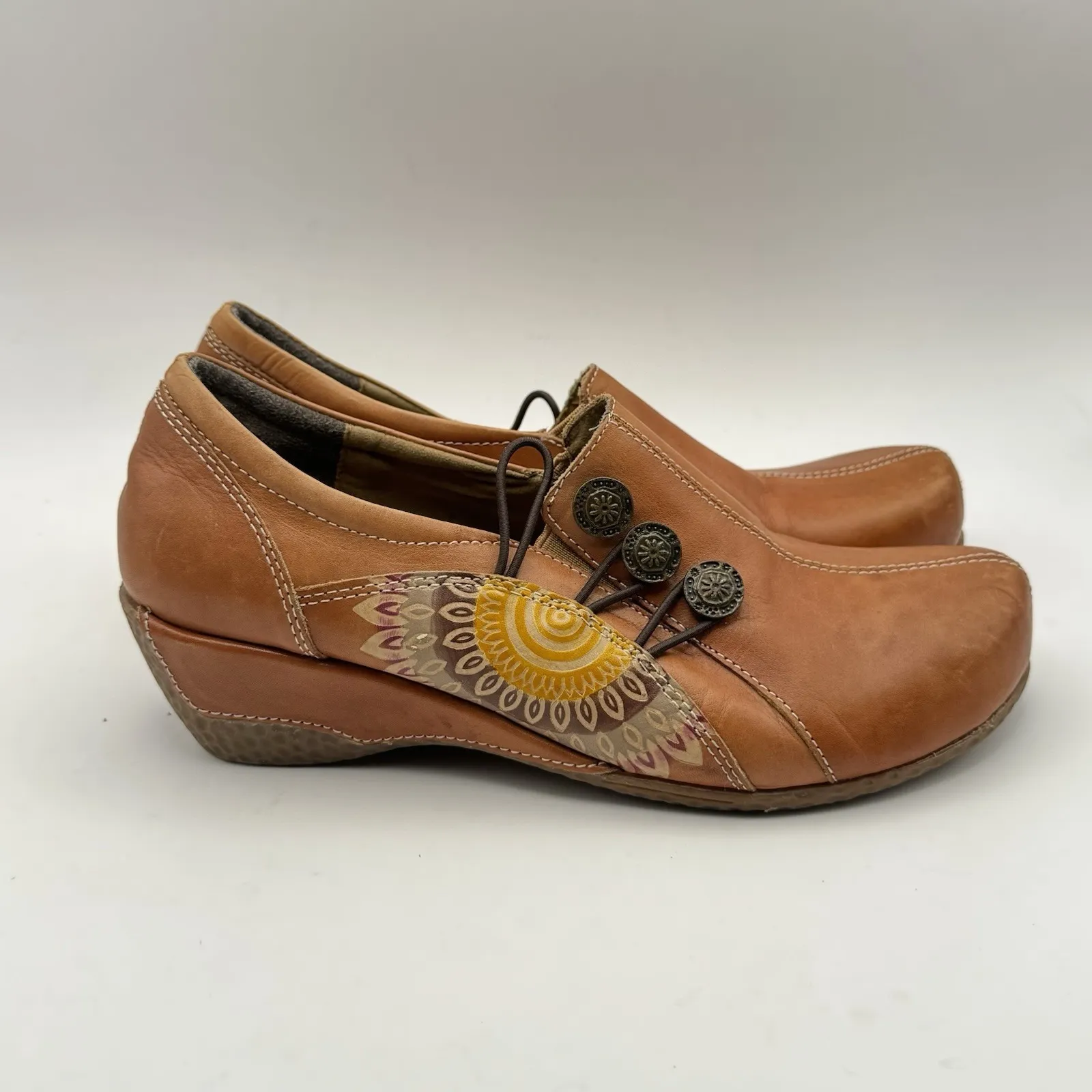 L' Artiste Agacia Spring Step Hand Painted Leather Clog Size 38 -7.5/8 Wedge - Image 2