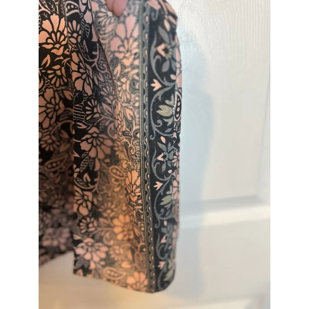 Karma Highway Boho Floral Print Camisole One Size Cropped Pink/Black Slit Back Pink - Image 4