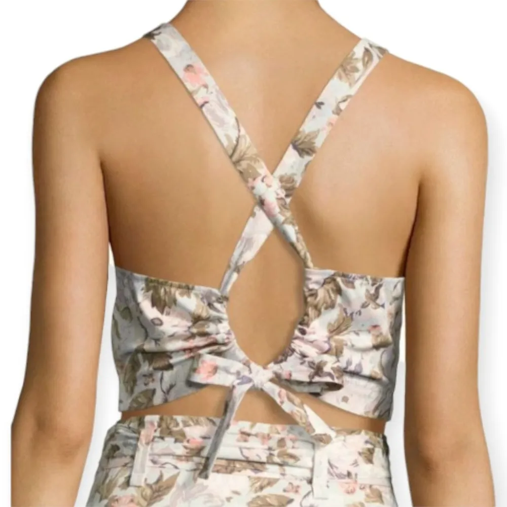 Rebecca Taylor | Large | Penelope Multi-Color Antique Floral High-Neck Crop Top - Image 3