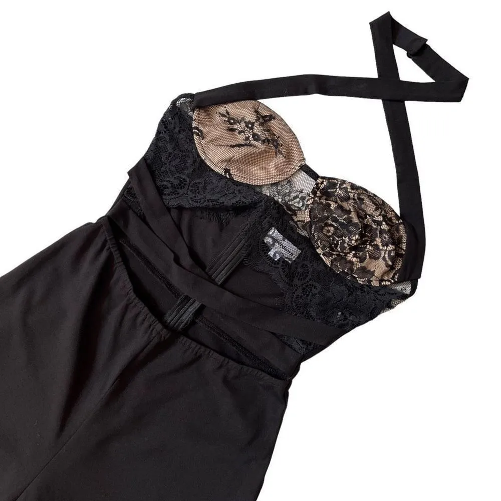 superdown Greta Halter Jumpsuit‎ in Black - Image 3