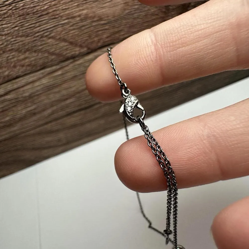 Nadri CZ & Crystal Station Lariat Y Drop Necklace Gold Tone Black & Clear - Image 11