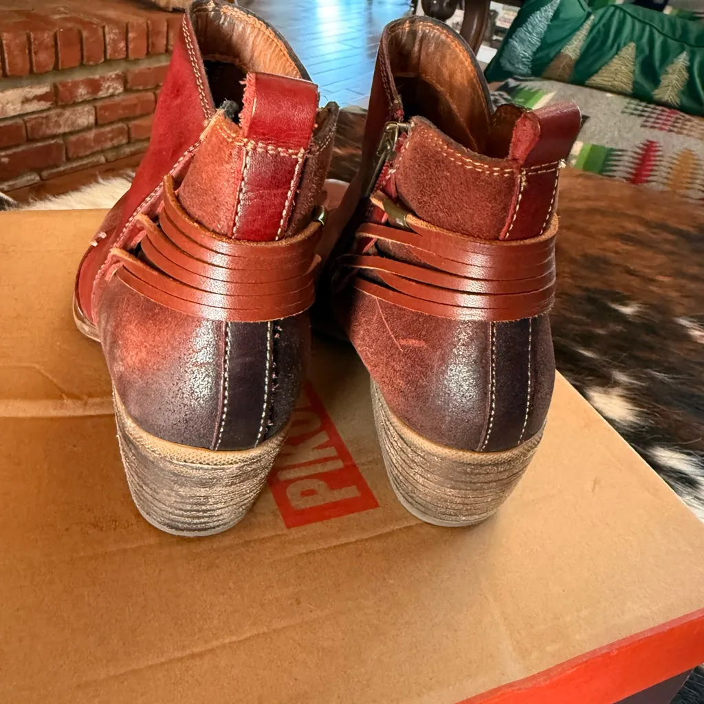 PIKOLINOS Women's Burgundy and Brown Ankle Boots Red Size 7 - Image 3