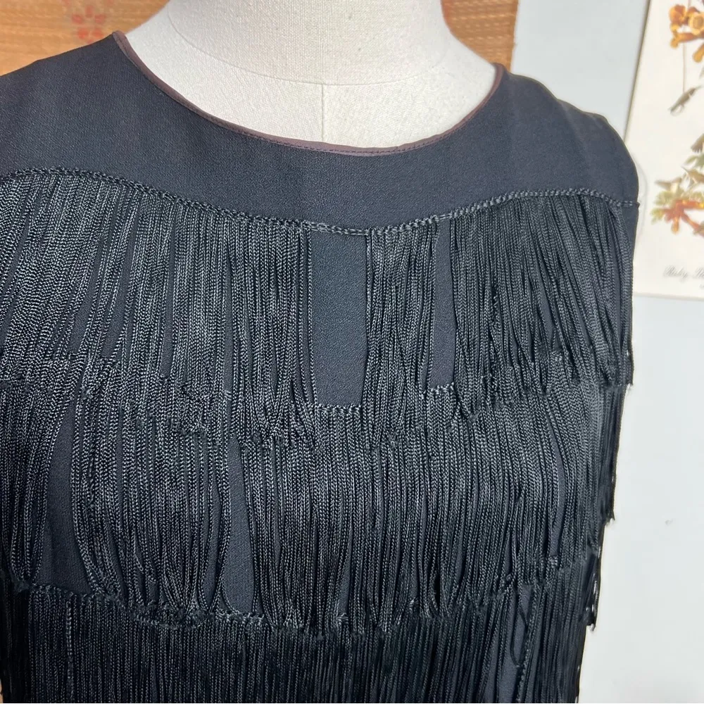 Vintage Great Gatsby Black Flapper Super Mini Dress or Tunic Size 8 - Image 8