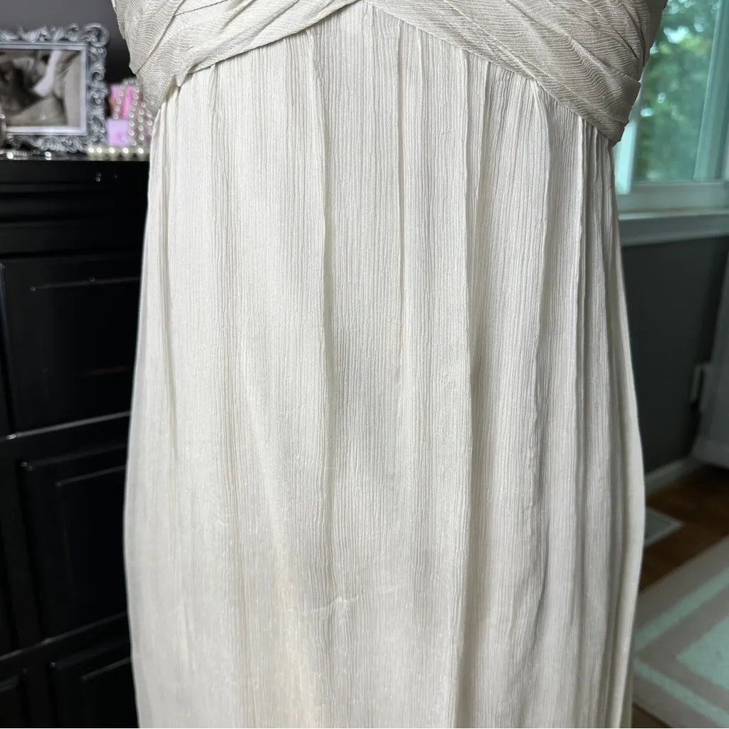 Amsale 100% Silk Empire Waist Maxi Dress Beige Wedding Guest 2 – Quiet Luxury - Image 7