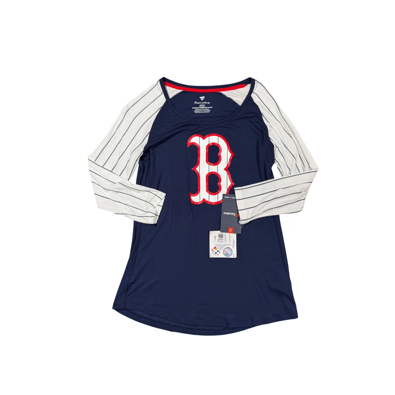 Boston Red Sox Fanatics Women's Baseball T-Shirt Long Sleeve Raglan‎ S - Image 5