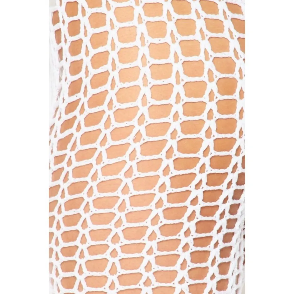 Hot and Delicious Tulum Crochet Two Piece Sheer Set White Size Large NWT - Image 4