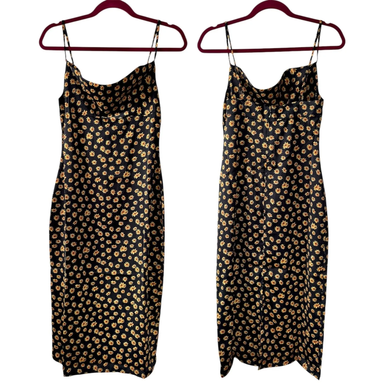 WeWoreWhat Cowl Neck Ditsy Daisy Black Midi Dress Women’s Size 6 NWT Cocktail - Image 2