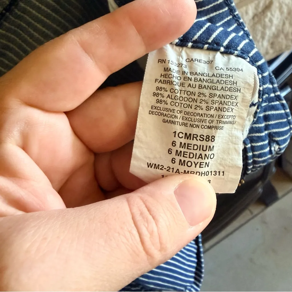 Lee Navy and White Railroad Striped Jean Regular Fit Midrise Shorts 6 - Image 3