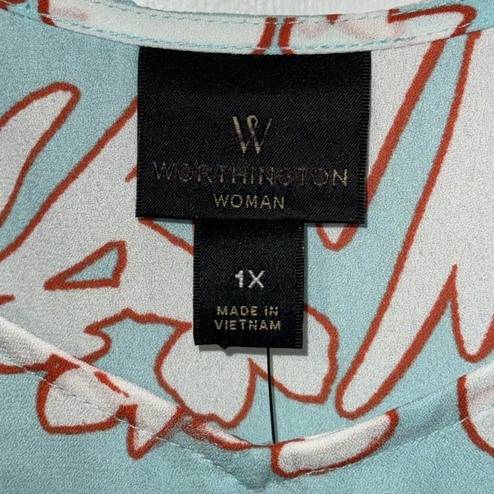 Worthington Sleeveless Top Blouse Blue Jackie Floral Women’s 1X NWT - Image 6