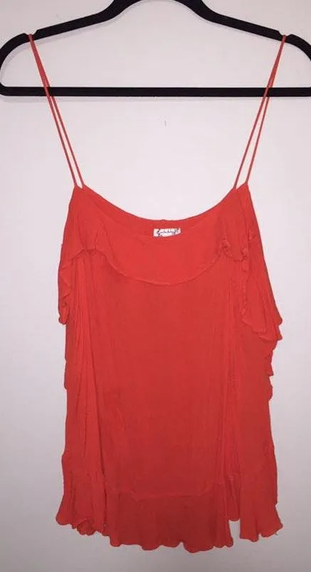 Free People orange ruffle tank top - Image 2