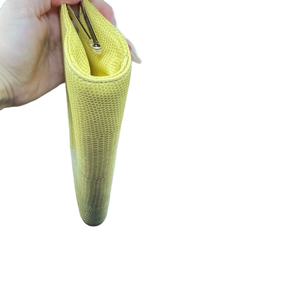 Cole Haan Embossed Snake Print Leather Kiss-lock Clutch Buttercream - Image 8