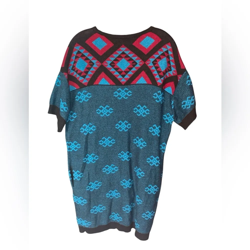 LOVE MOSCHINO Wool Cashmere Angora Aztec Dress Long Sweater Size L Ladies - Image 2