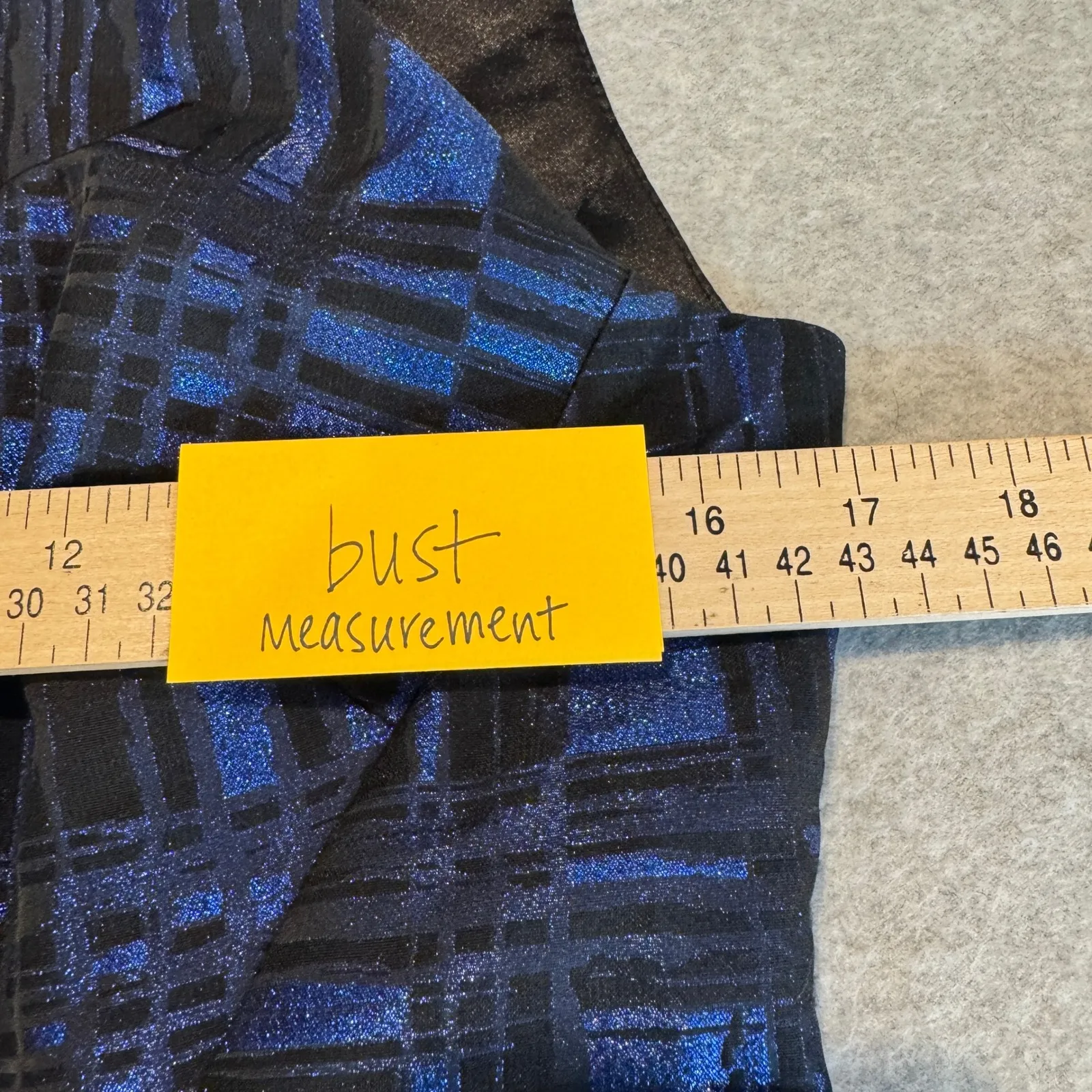 Eva Franco Nova Fit Flare Dress Womens 6 Metallic Blue Black Open Back Lined - Image 14