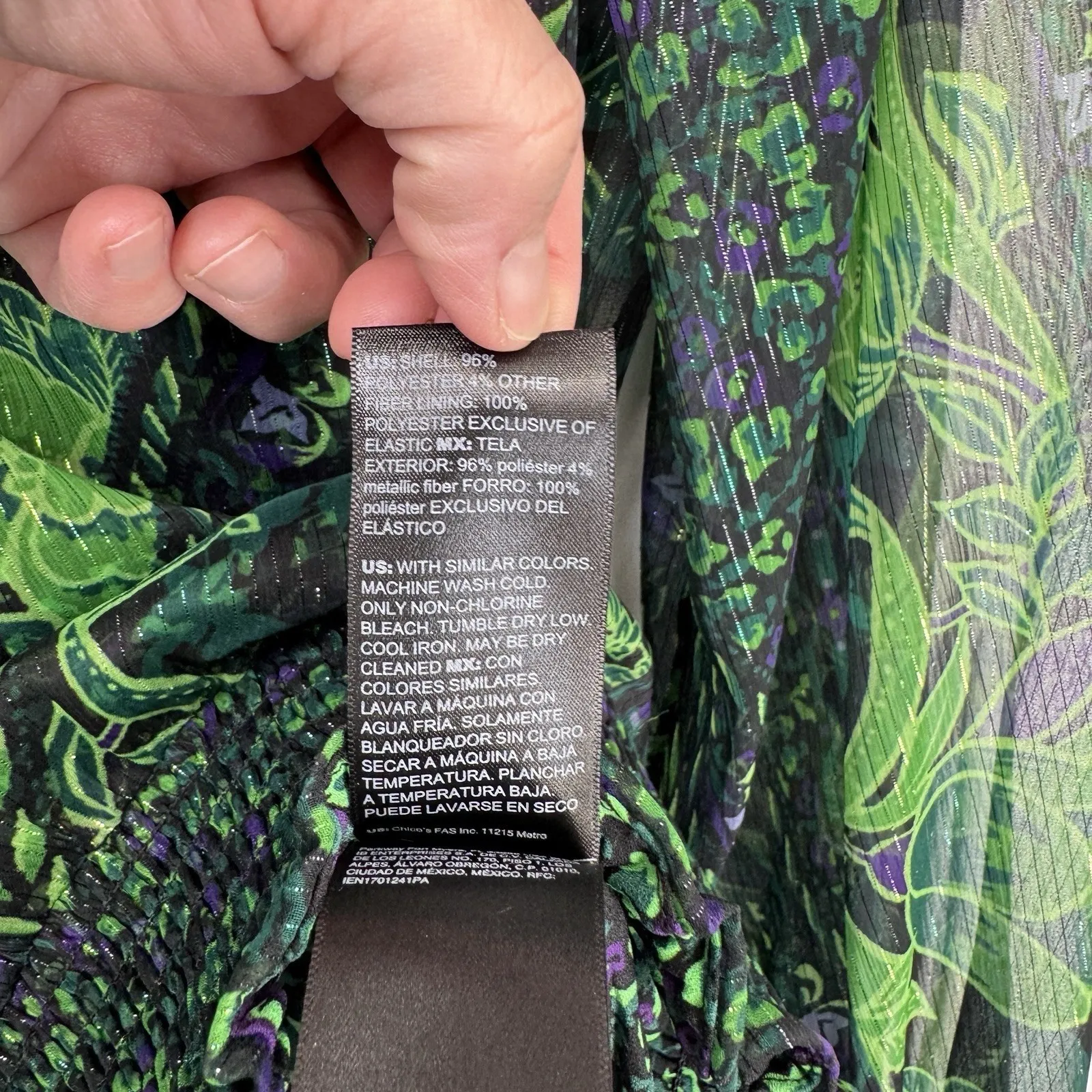 White House Black Market Sheer Lined Top Womens Large Green Purple Halloween NEW - Image 9