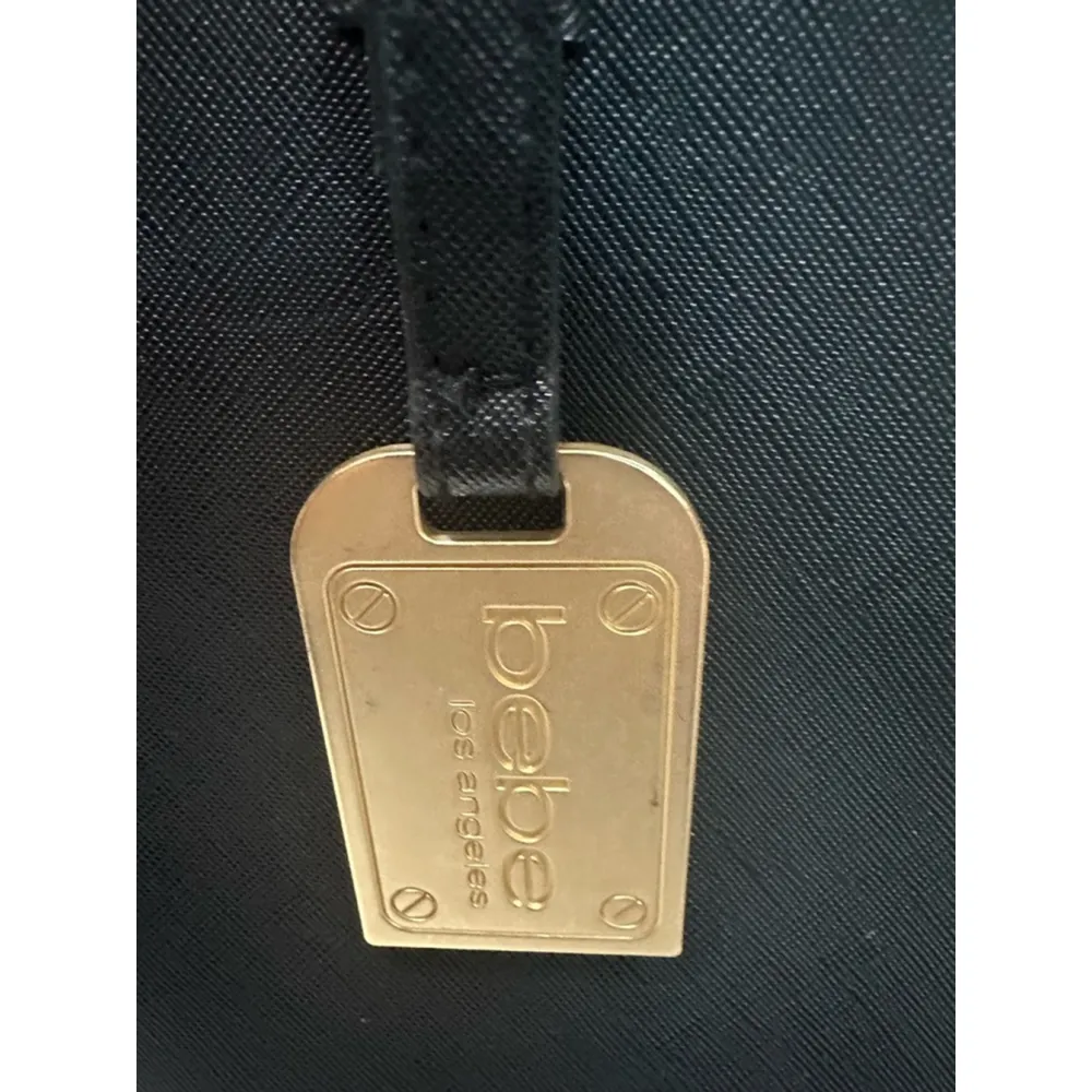 Bebe Tote Bag Medium Black with gold hardware braided handles - Image 8