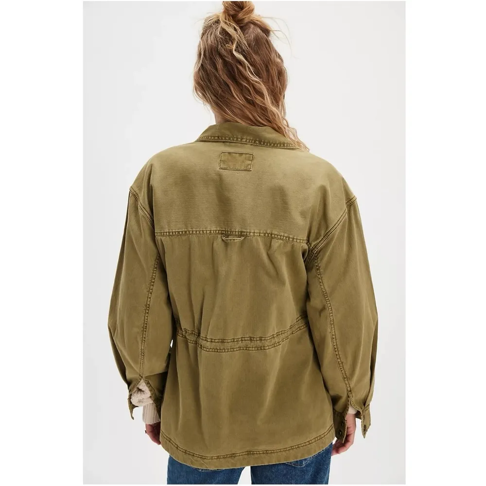 Free People Arya Utility Jacket Army Green Oversized Medium Grunge 90s Spring - Image 4