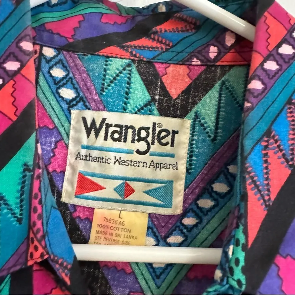 Vintage Wrangler Aztec Pearl Snap - Image 5