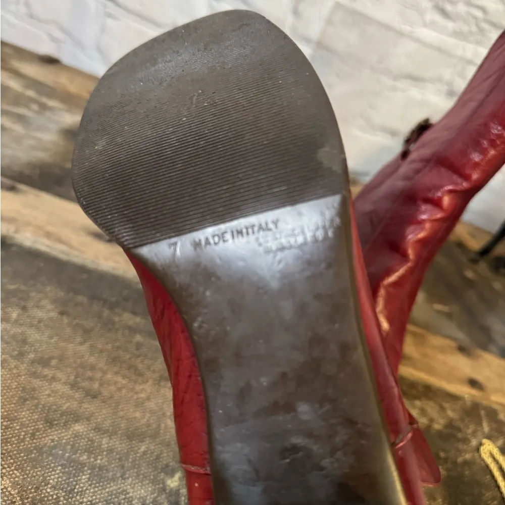 Etienne Aigner  Vintage dark red leather boots size 7 - Image 9