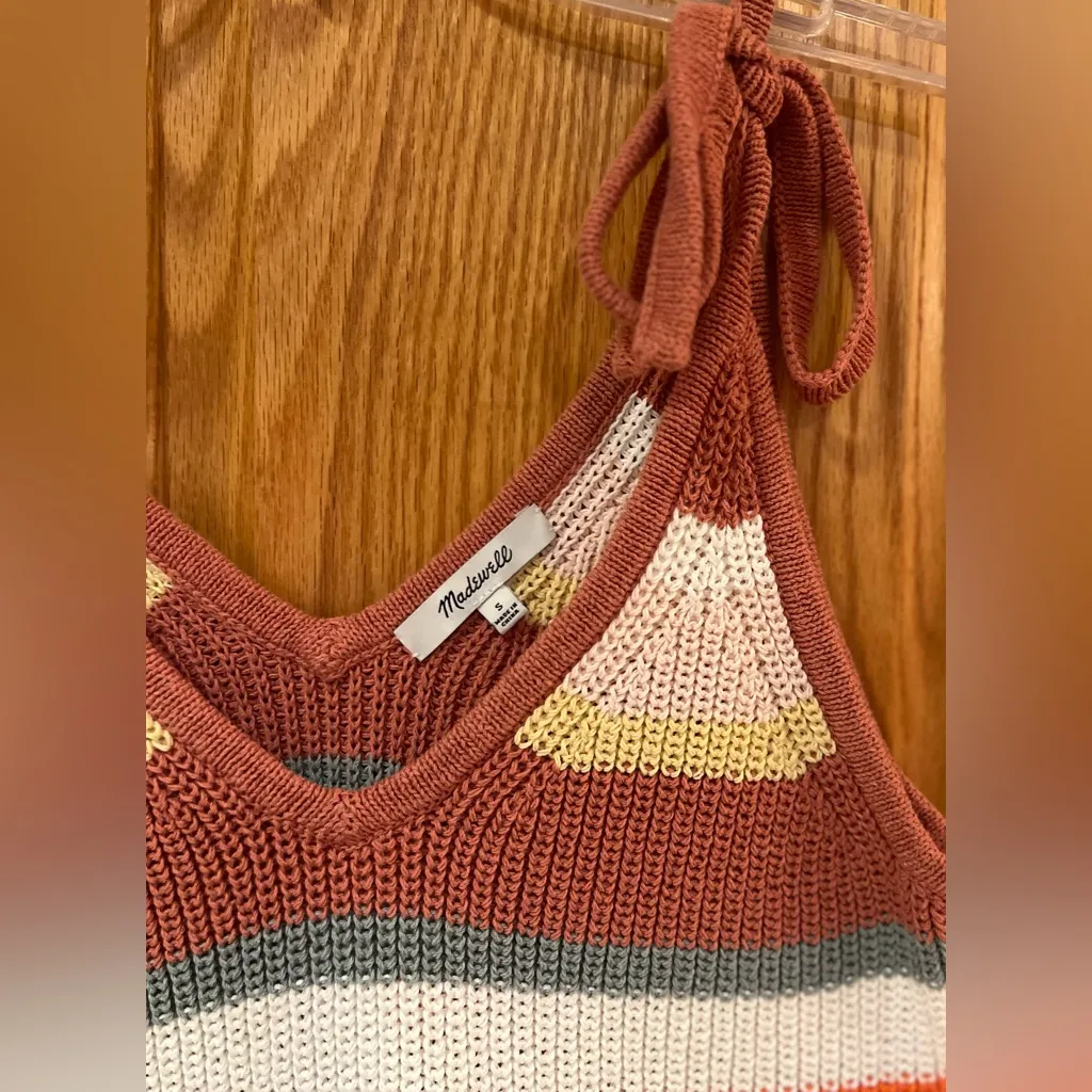 Madewell Striped Grandfield Tie-Strap Sweater Tank Top Sweet Dahlia Size‎ Small - Image 8