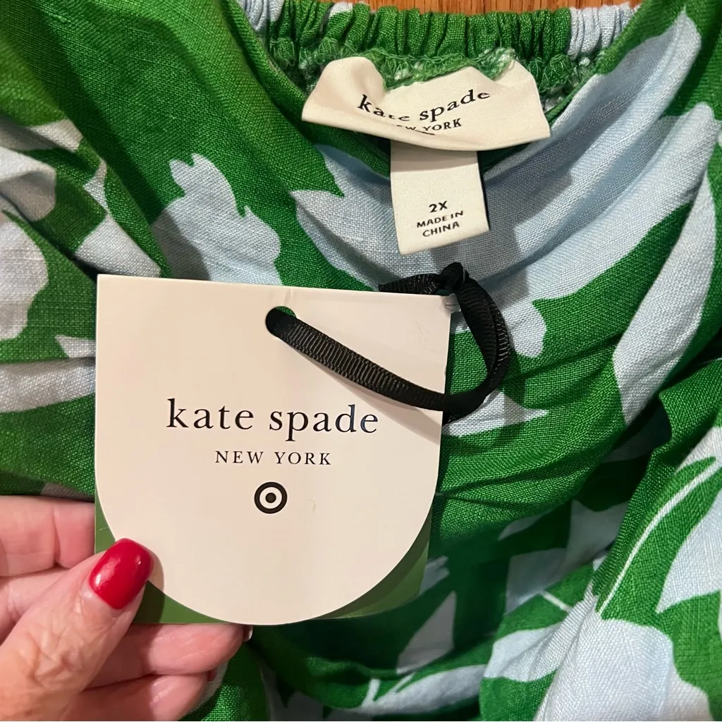 Kate Spade x Target Rose Floral Linen Fit Flare Midi Skirt‎ & Ruched Top Set 2X - Image 10