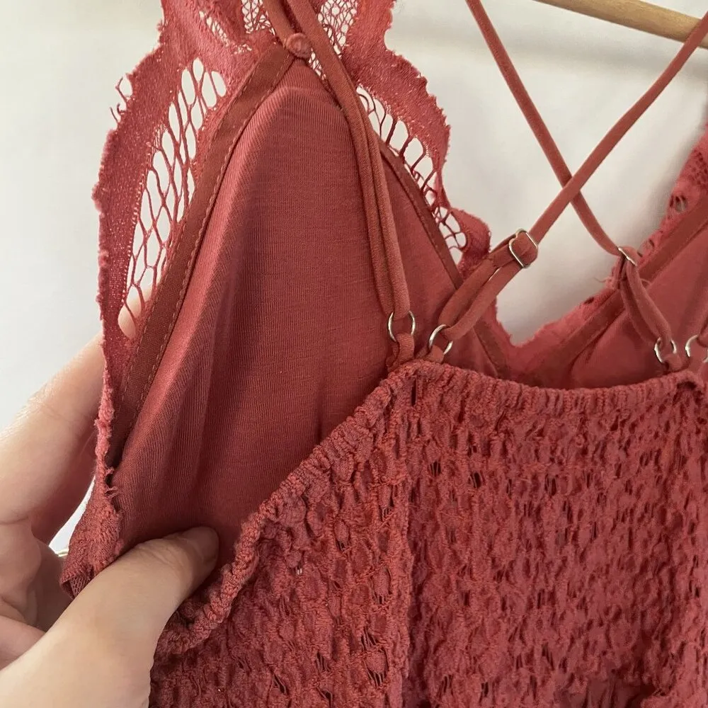 Pink Lily coral spaghetti strap maxi dress cutout detail padded cups ruffle lace - Image 11