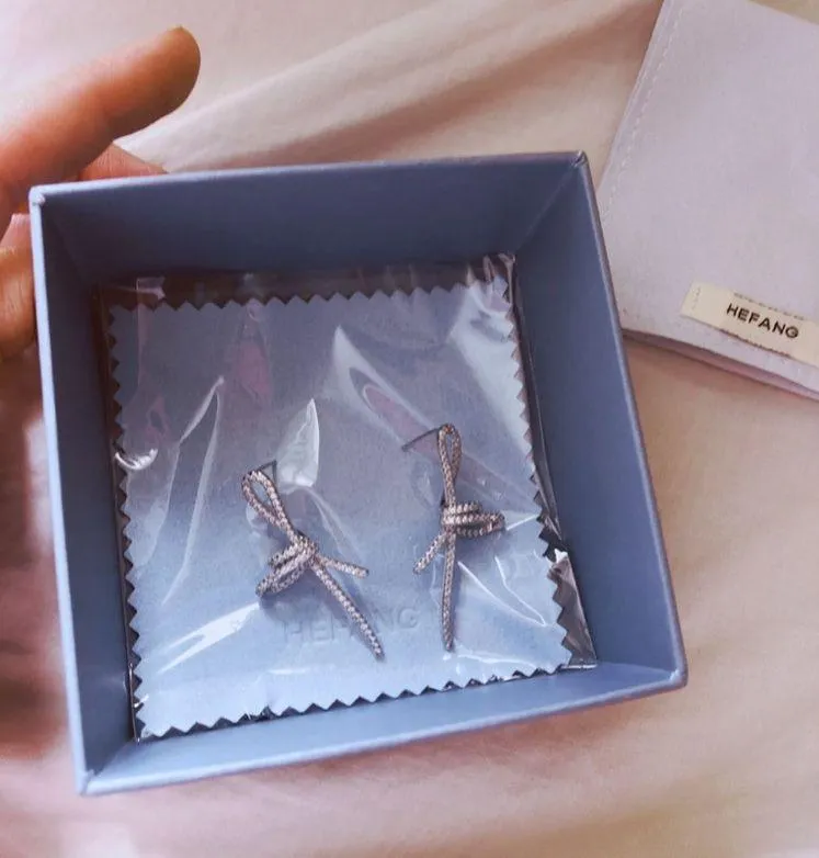 hefang jewelry earrings and necklace Bow set Silver - Image 5