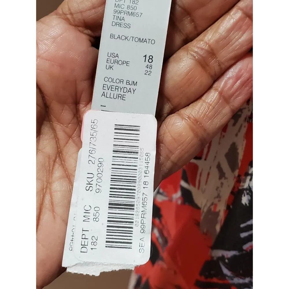 Preston & York Women Black/Red Cotton Round Neck Sleeveless Knee Length Dress 18 - Image 9