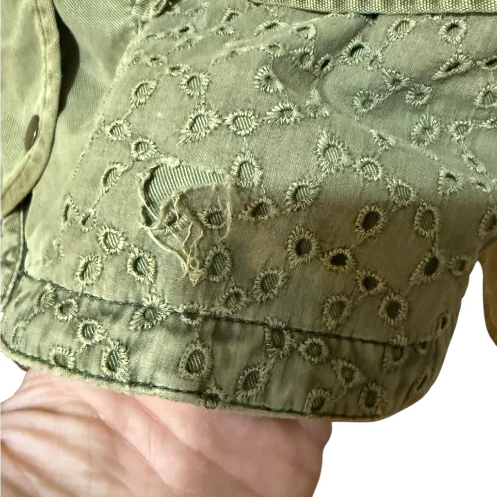 Anthropologie Hei Hei Olive Army Green Marais Utility Jacket Eyelet Pocket Sz M - Image 13