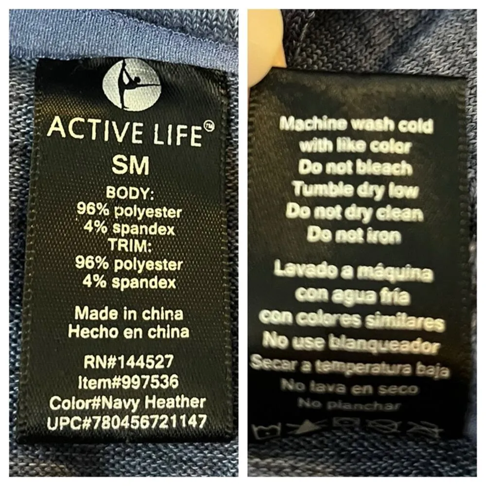 Active Life Tunic Vest Hooded Zip Front Pockets Blue Heather Women’s Size Small - Image 11