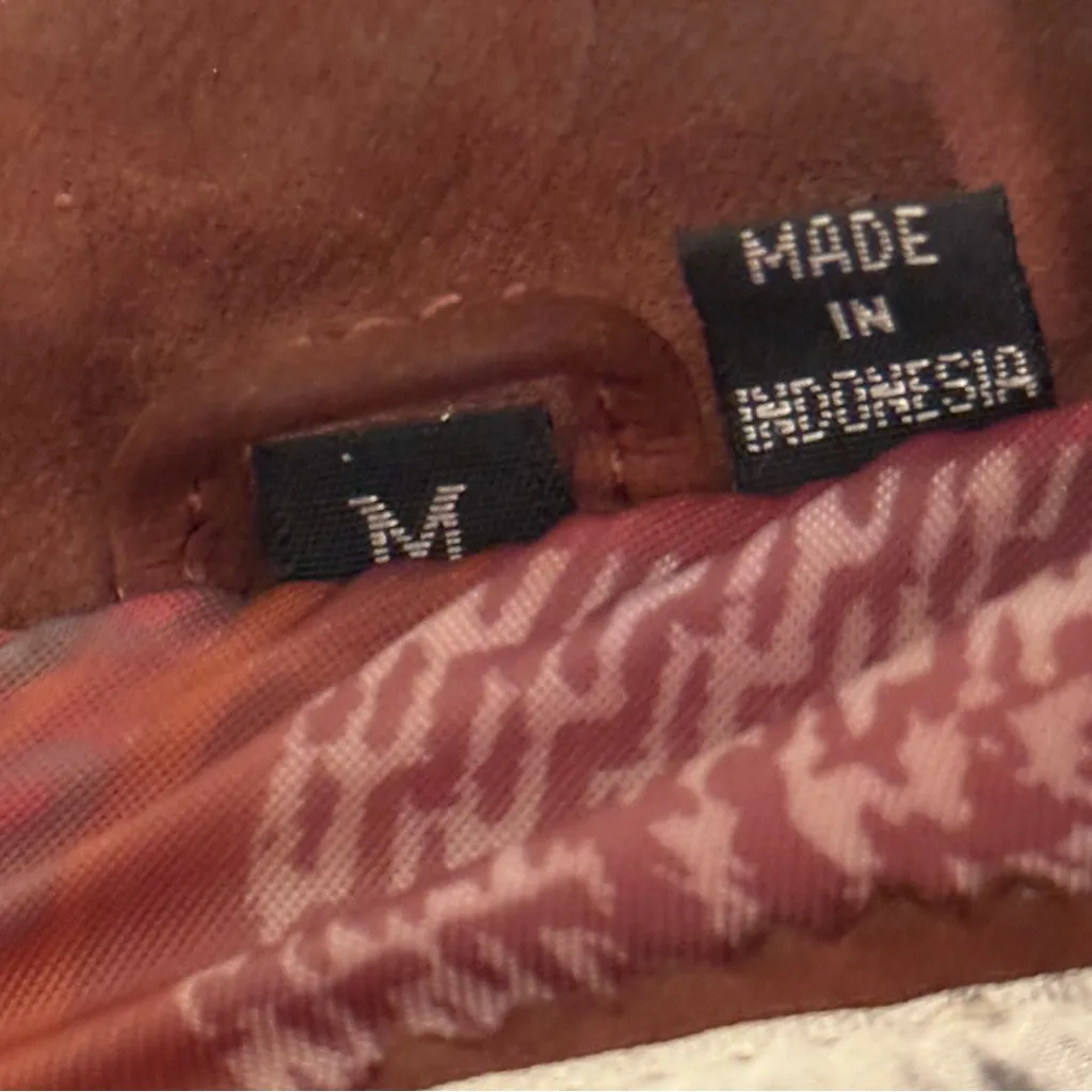 Vintage Brown Leather Bomber Jacket Size M - Image 5