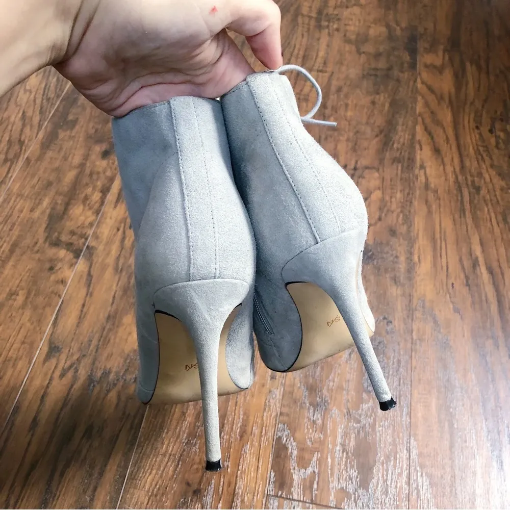 Something Navy • Orchid Lace Up Booties grey suede leather ankle boot stiletto - Image 6