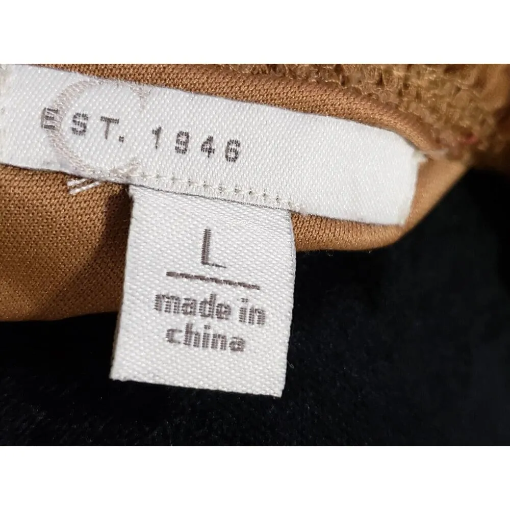 Est 1946 Women's Brown Lined Floral Long Sleeve Crew Neck Shift Dress Size Large - Image 10