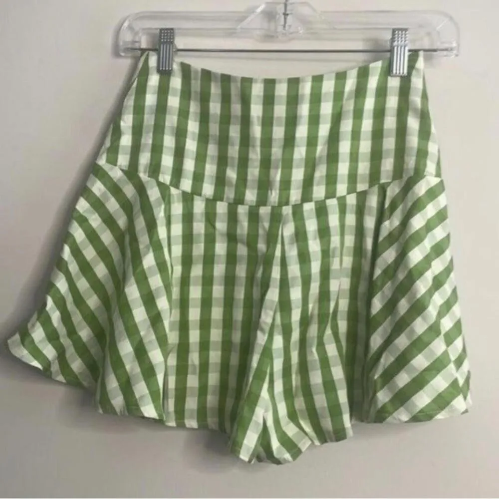 Shein Green Gingham Crop Top and Flowy Short Romper 2 Piece Set Cottagecore - Image 9