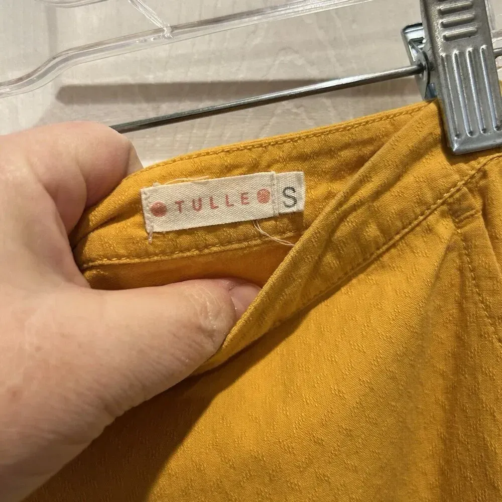 Tulle Anthropologie Yellow Mini Skirt Zip 100% Cotton‎ Lightweight Pockets Small - Image 8