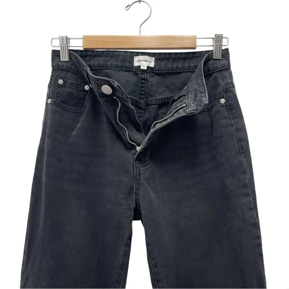 Superdown x Revolve Straight Leg Rigid Jeans Aged Black Wash Women’s Size 27 | 4 - Image 6
