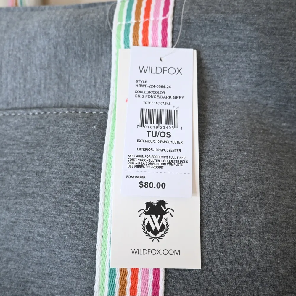 Wildfox Double Strap Gray Jersey Tote Bag NEW - Image 7