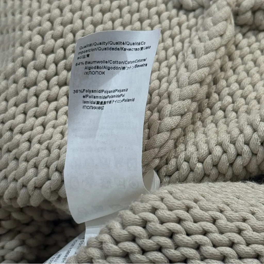 Hugo Boss Tan Knit Long Sleeve Holiday Cabincore Crewneck Eyelet Sweater Size L - Image 10