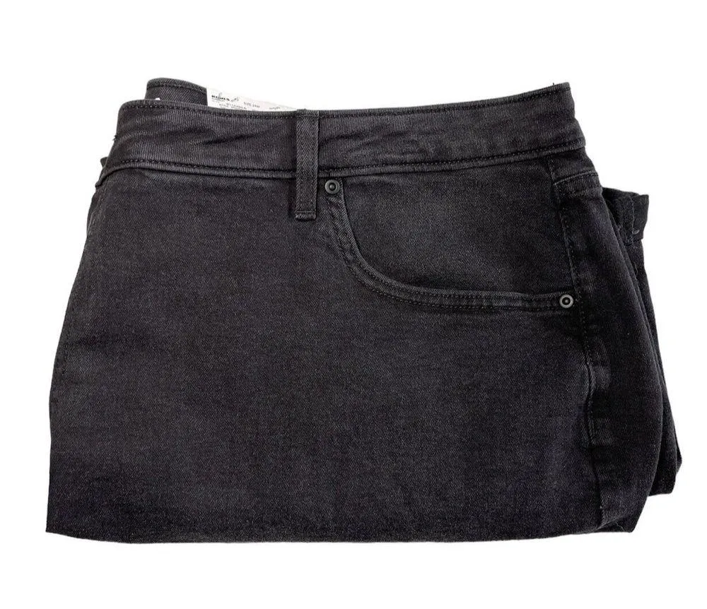 Womens Sonoma Relaxed Rolled-Cuff Denim Mom Shorts Plus Size 24W Black High Rise - Image 5