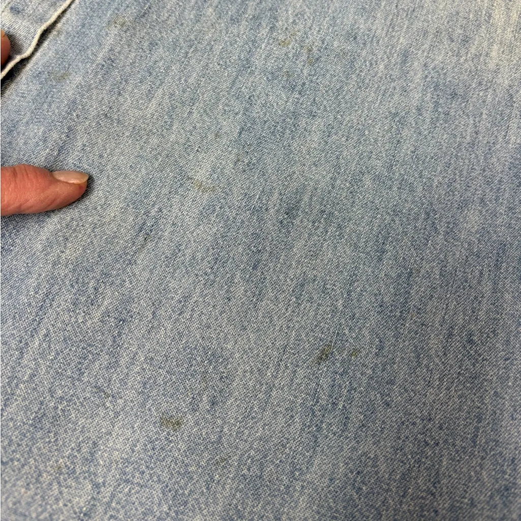 Ruff Hewn Light Wash Denim Button Front Shirt Dress Small 90s Long Sleeve Dress - Image 10